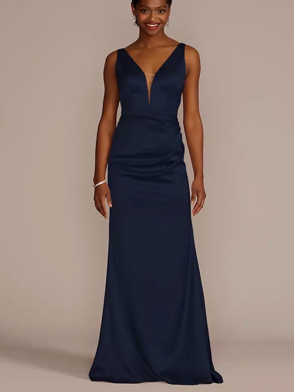 Galina signature Navy Satin V-Neck formal Dress - Picture 3 of 3
